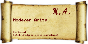 Moderer Anita névjegykártya